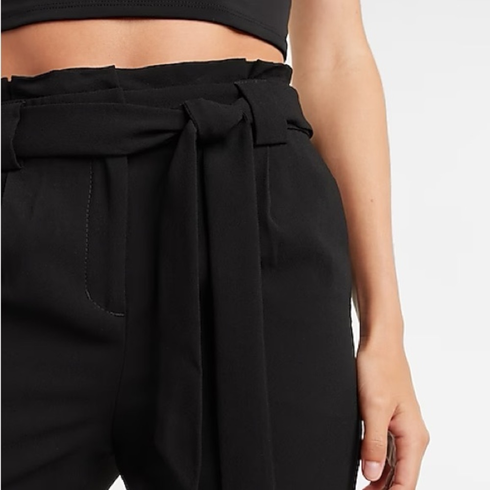 Express High Rise Paper Bag Ankle Pants - Picture 3 of 8
